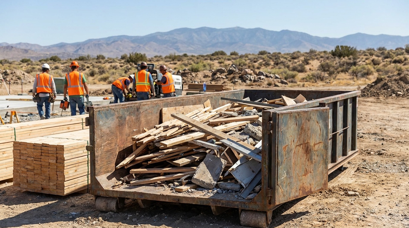 Construction dumpster at a job site in Port Hueneme
